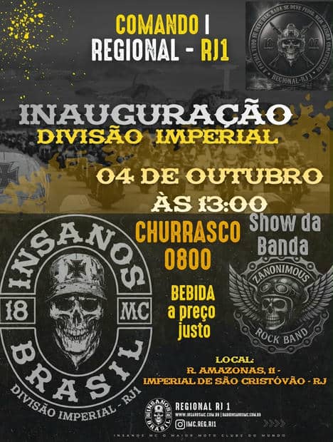 Cartaz: Inauguração da Divisão Imperial - Insanos MC Regional RJ1