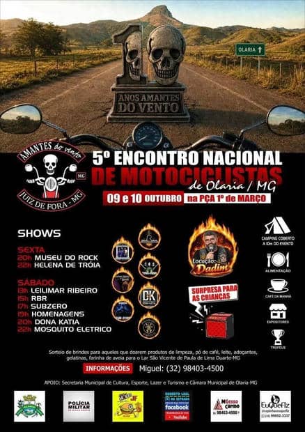 Cartaz: 5º Encontro Nacional de Motociclistas de Olaria