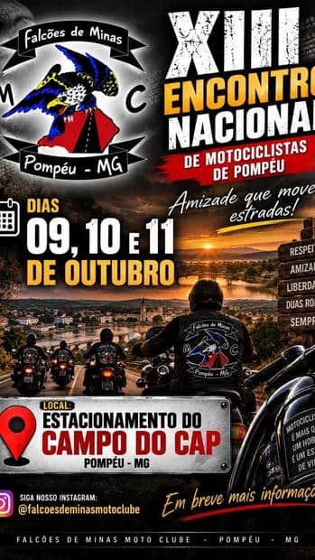 Cartaz: 13º Encontro Nacional de Motociclistas de Pompéu