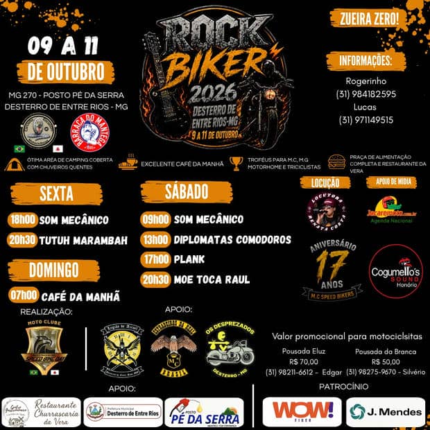 Cartaz: Rock Biker 2026 – 17 anos do MC Speed Bike Day