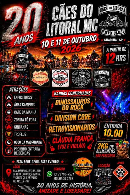 Cartaz: 20 Anos Cães do Litoral MC
