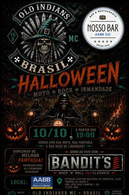 Cartaz: Halloween Old Indians MC - Moto, Rock e Irmandade