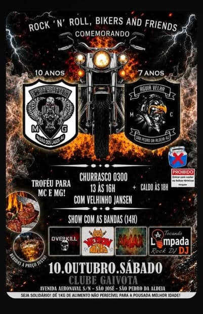 Cartaz: Rock'n'Roll, Bikers and Friends - 10 anos Simetria Perfeita MG e 7 anos Águia Velha MC