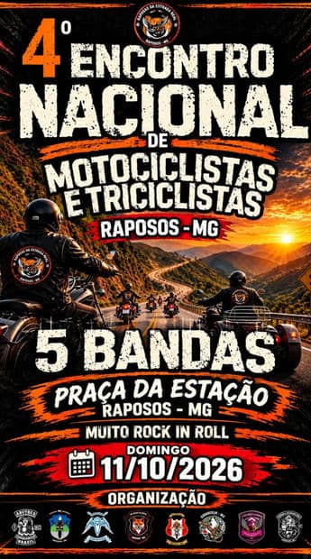 Cartaz: 4º Encontro Nacional de Motociclistas e Triciclistas de Raposos