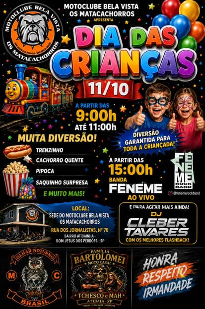 Cartaz: Dia das Crianças - Motoclube Bela Vista Os Matacachorros