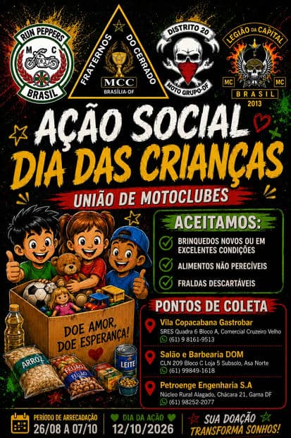 Cartaz: Ação Social Dia das Crianças - União de Motoclubes