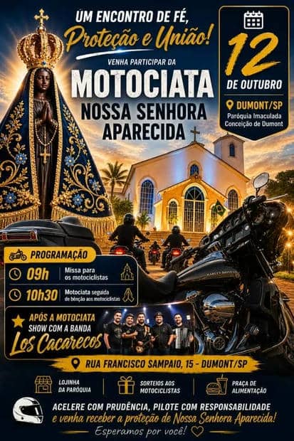 Cartaz: Motociata Nossa Senhora Aparecida