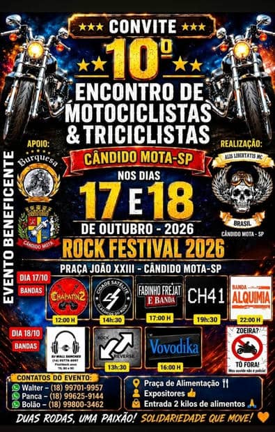Cartaz: 10º Encontro de Motociclistas e Triciclistas