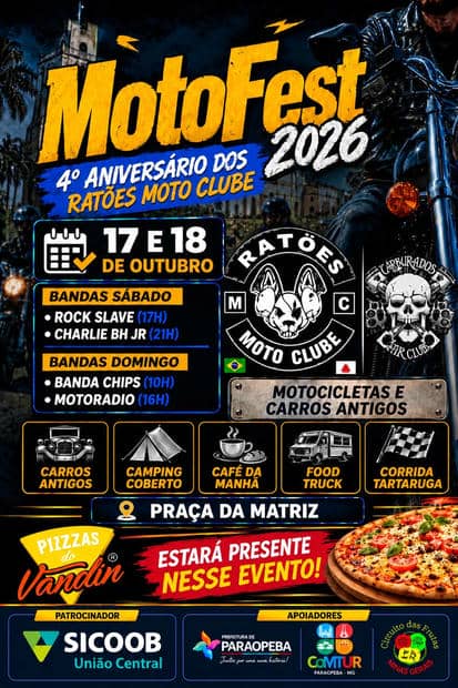 Cartaz: 4º Aniversário Ratões Motoclube - Motofest Paraopeba