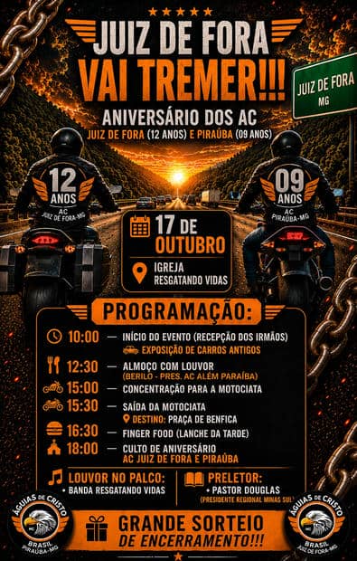 Cartaz: Aniversário dos AC Juiz de Fora (12 anos) e Piraúba (9 anos)