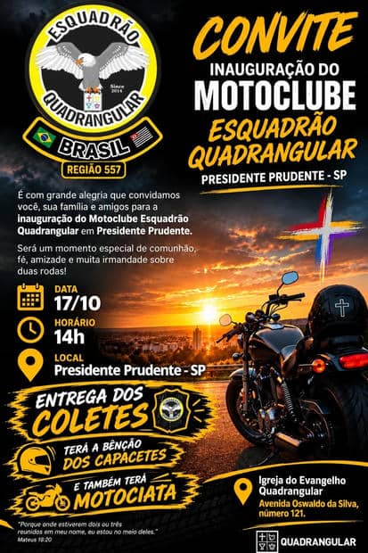 Cartaz: Inauguração do Motoclube Esquadrão Quadrangular