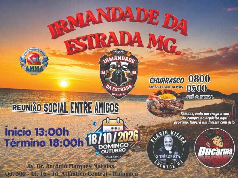 Cartaz: Irmandade da Estrada MG - Reunião Social entre Amigos