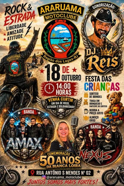 Cartaz: Rock & Estrada - Araruama Motoclube e Festa das Crianças