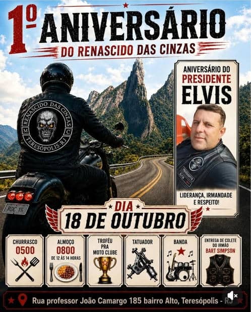 Cartaz: 1º Aniversário do Renascido das Cinzas