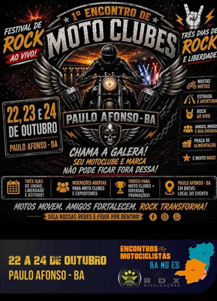 Cartaz: 1º Encontro de Motoclubes
