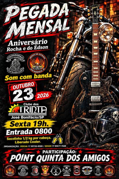 Cartaz: Pegada Mensal - Aniversário Rocha e Édson