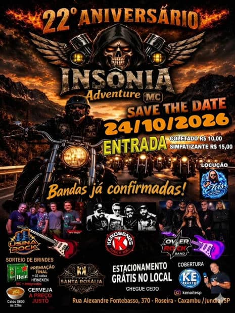 Cartaz: 22º Aniversário Insônia Adventure MC