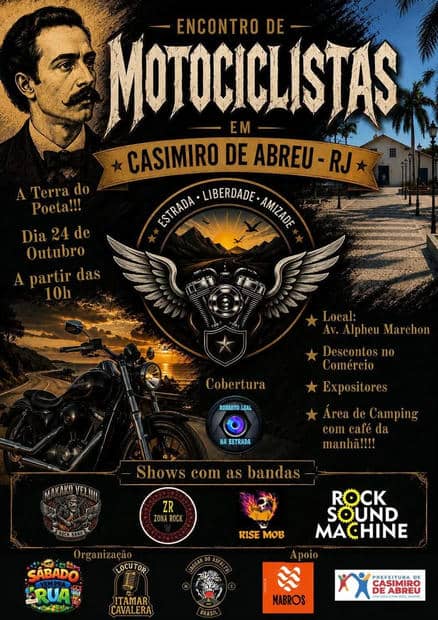 Cartaz: Encontro de Motociclistas em Casimiro de Abreu
