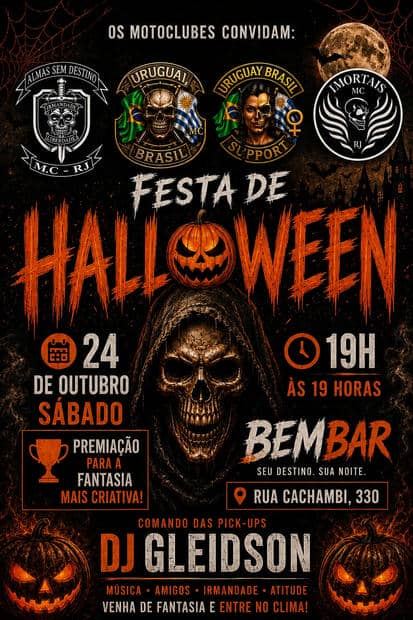 Cartaz: Festa de Halloween dos Motoclubes