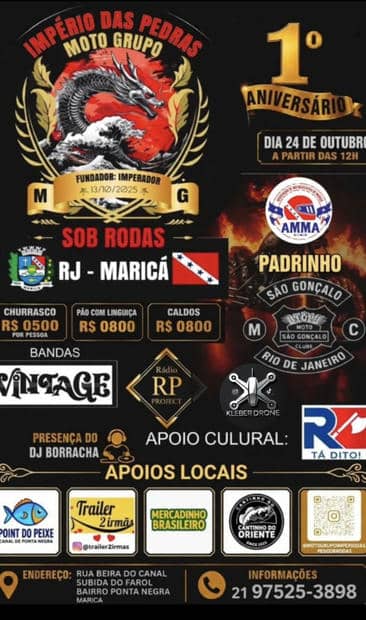 Cartaz: 1º Aniversário Império das Pedras Moto Grupo