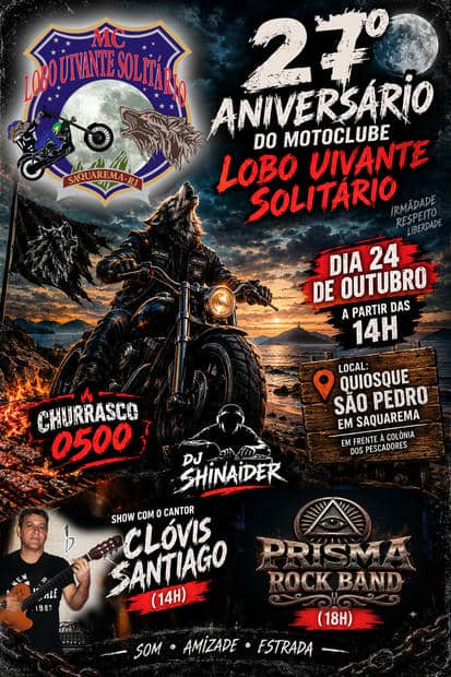 Cartaz: 27º Aniversário do Motoclube Lobo Uivante Solitário