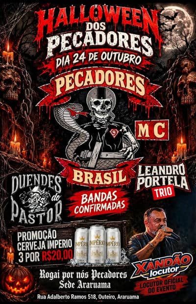 Cartaz do Halloween dos Pecadores MC