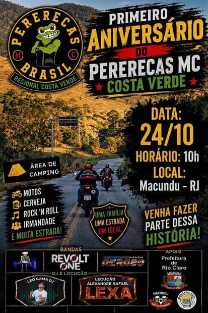 Cartaz: 1º Aniversário do Pererecas MC Costa Verde