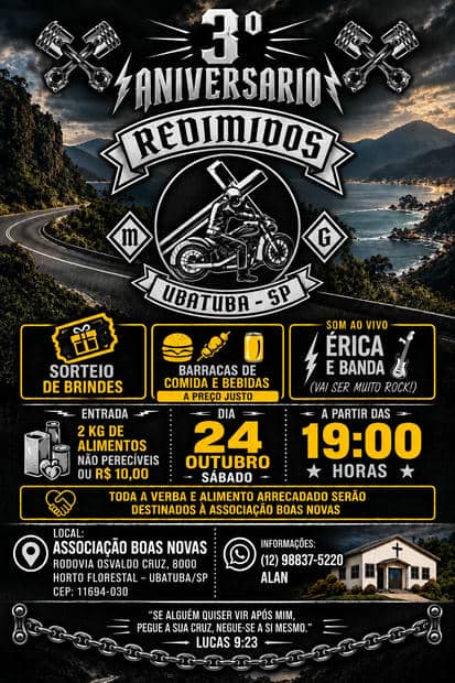 Cartaz: 3º Aniversário Redimidos MG
