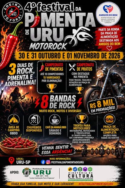 Cartaz: 4º Festival da Pimenta de Uru - Motorock