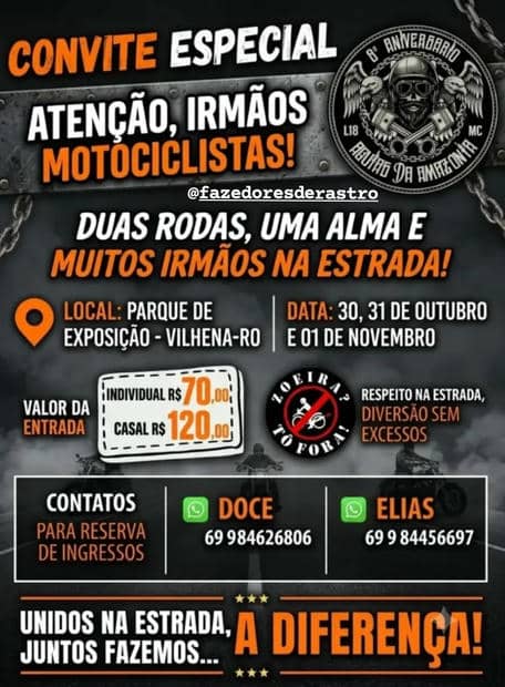 Cartaz: 8º Aniversário Águias da Amazônia MC