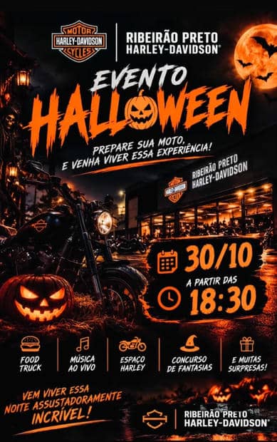 Cartaz do Evento Halloween Ribeirão Preto Harley-Davidson