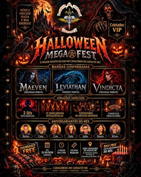 Cartaz: Halloween Mega Fest - Cavaleiros do Asfalto MC