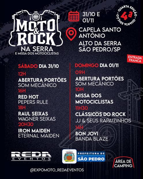 Cartaz: 4º Moto & Rock na Serra e Missa dos Motociclistas