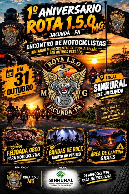 Cartaz: 1º Aniversário Rota 1.5.0 MG - Encontro de Motociclistas