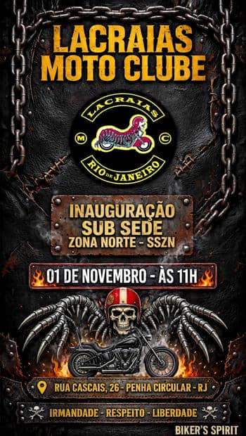 Cartaz: Lacraias Moto Clube - Inauguração da Sub Sede Zona Norte