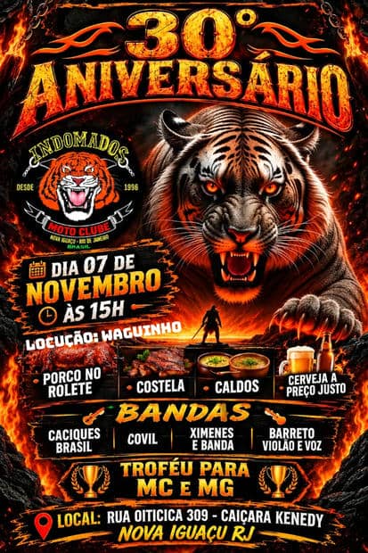 Cartaz do 30º Aniversário Indomados MC
