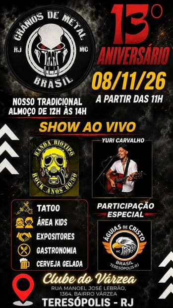 Cartaz: 13º Aniversário Crânios de Metal MC
