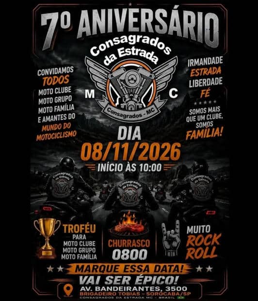 Cartaz: 7º Aniversário Consagrados da Estrada MC
