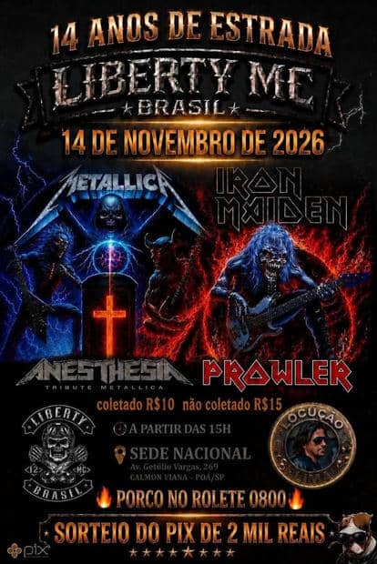 Cartaz: 14 Anos de Estrada Liberty MC Brasil