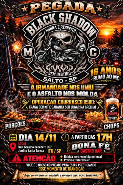 Cartaz do Pegada Black Shadow MC - 16 Anos