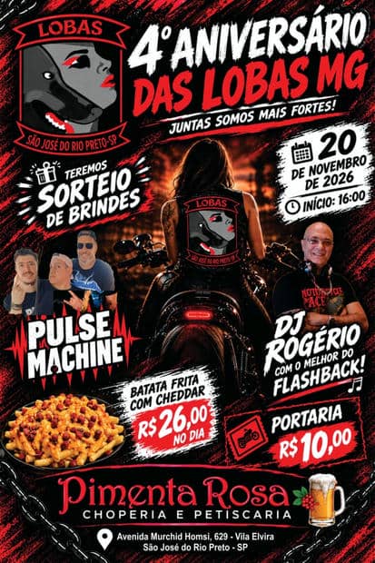 Cartaz: 4º Aniversário das Lobas MG