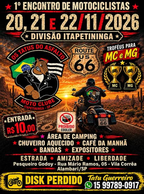 Cartaz: Evento Comemorativo Os Tatus do Asfalto Moto Club