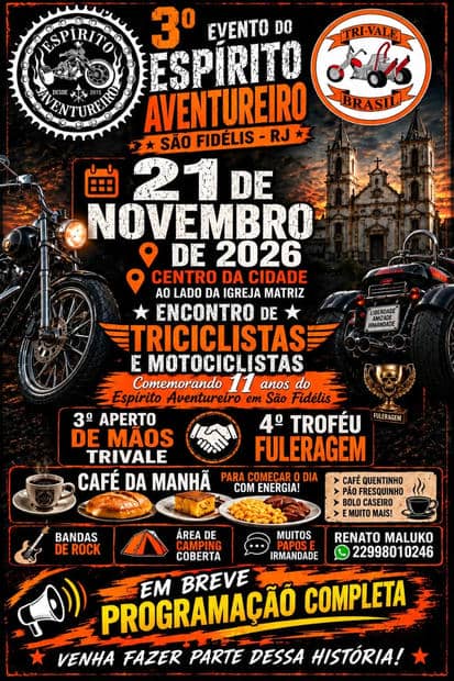 Cartaz: 3º Evento do Espírito Aventureiro - Encontro de Triciclistas e Motociclistas