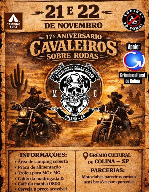 Cartaz: 17º Aniversário Cavaleiros Sobre Rodas MC
