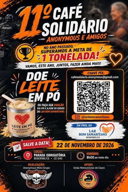 Cartaz: 11º Café Solidário Anonymous e Amigos