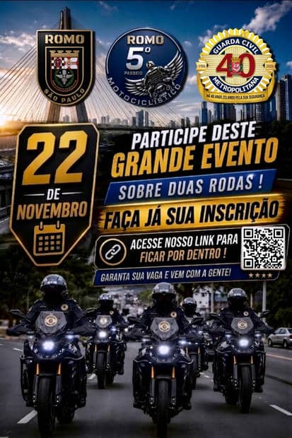 Cartaz: 5º Passeio Motociclístico ROMO - 40 Anos da Guarda Civil Metropolitana