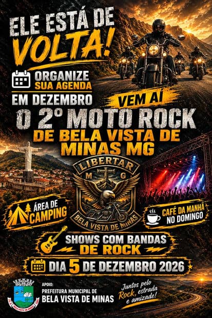 Cartaz: 2º Moto Rock de Bela Vista de Minas