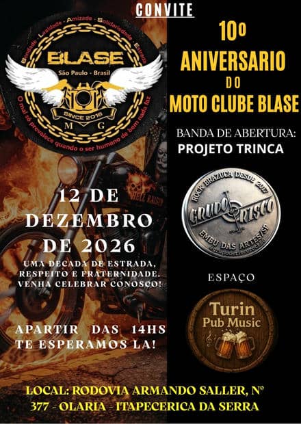 Cartaz: 10º Aniversário do Moto Clube Blase