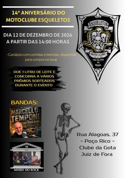Cartaz: 14º Aniversário do Motoclube Esqueletos