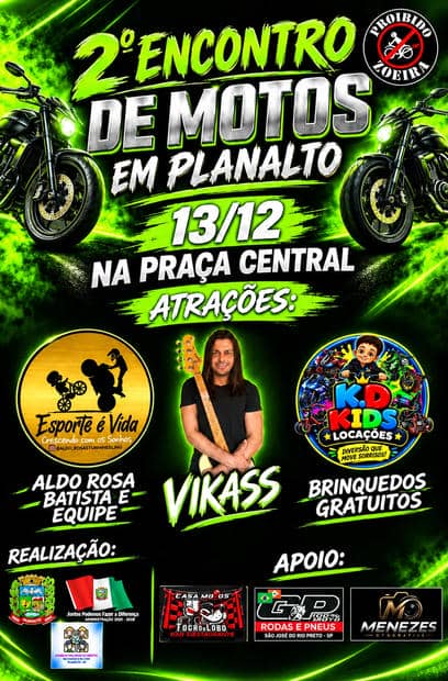 Cartaz: 2º Encontro de Motos em Planalto